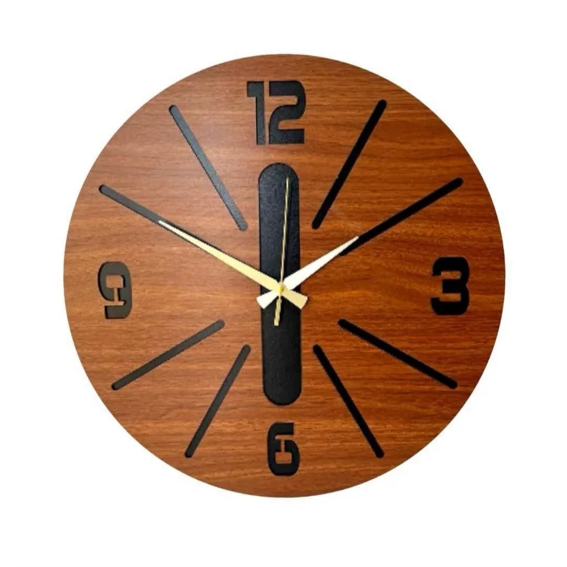 ساعت دیواری مدرن چوبی آرامگرد قطر 45
